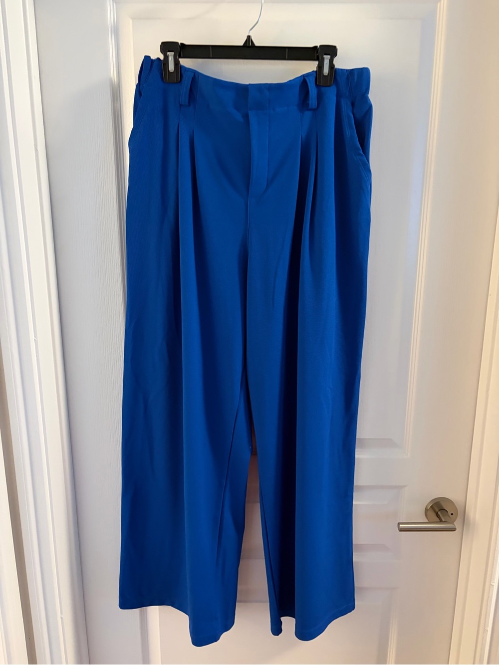 HALARA Pleated Wide-Leg Trousers in Bright Blue